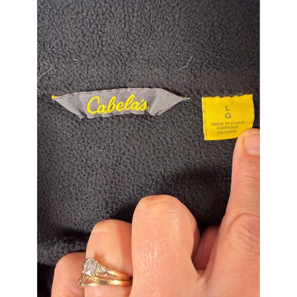 Cabelas Fleece Vest Mens L Black Full Zip Sleeveless Jacket Outdoor SKU 253